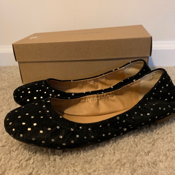 Lucky Brand 🍀 | Suede Gold Polka Dot Ballet Flat - Picture 3 of 4